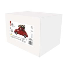 Emos LED červené auto se Santou, 12,5 cm, 3x AA, vnitřní, teplá bílá