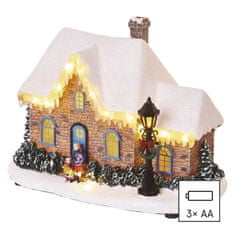 Emos LED vánoční domek, 20,5 cm, 3x AA, vnitřní, teplá bílá