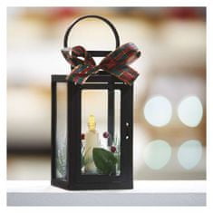 Emos LED dekorace – vánoční lucerna se svíčkou černá, 20 cm, 3x AAA, vnitřní, vintage