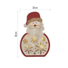 Emos LED dekorace dřevěná – Santa, 30 cm, 2x AA, vnitřní, teplá bílá, časovač