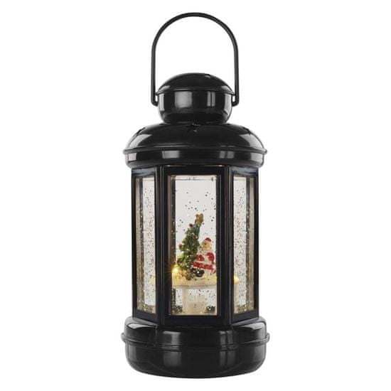 Emos LED dekorace – vánoční lucerna se Santou, 20 cm, 3x AAA, vnitřní, teplá bílá, časovač