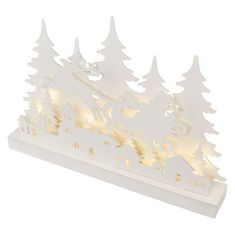 Emos LED dekorace dřevěná – vánoční vesnička, 31 cm, 2x AA, vnitřní, teplá bílá, časovač