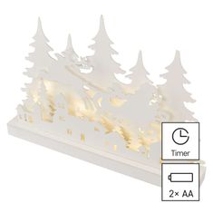 Emos LED dekorace dřevěná – vánoční vesnička, 31 cm, 2x AA, vnitřní, teplá bílá, časovač