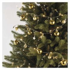 Emos LED vánoční girlanda – zlaté koule s hvězdami, 1,9 m, 2x AA, vnitřní, teplá bílá, časovač