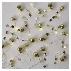 Emos LED vánoční girlanda – zlaté koule s hvězdami, 1,9 m, 2x AA, vnitřní, teplá bílá, časovač