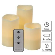 Emos LED dekorace – vosková svíčka, různé velikosti, 3x AAA, vnitřní, vintage, 3 ks, ovladač