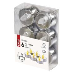 Emos LED dekorace – čajová svíčka stříbrná, CR2032, vnitřní, vintage, 6 ks