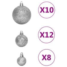shumee 111dílná sada vánočních ozdob stříbrná polystyren