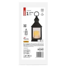 Emos LED dekorace – lucerna antik černá blikající, 3x AAA, vnitřní, vintage, časovač