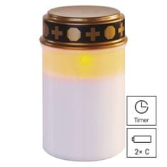 Emos LED hřbitovní svíčka, 12,5 cm, 2x C, venkovní i vnitřní, vintage, časovač
