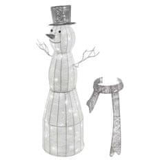 Emos LED vánoční sněhulák ratanový, 124 cm, vnitřní, studená bílá, časovač
