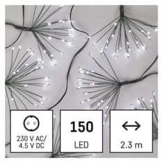 Emos LED světelný řetěz – svítící trsy, nano, 2,35 m, vnitřní, studená bílá, časovač