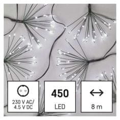 Emos LED světelný řetěz – svítící trsy, nano, 8 m, vnitřní, studená bílá, časovač