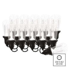 Emos LED světelný řetěz – 16x párty žárovky čiré, 7,6 m, venkovní i vnitřní, teplá bílá