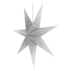 Emos Vánoční hvězda papírová závěsná se stříbrnými třpytkami ve středu, bílá, 60 cm, vnitřní