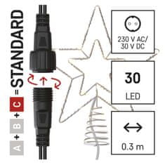Emos Standard LED spojovací vánoční hvězda, 28,5 cm, venkovní i vnitřní, teplá bílá