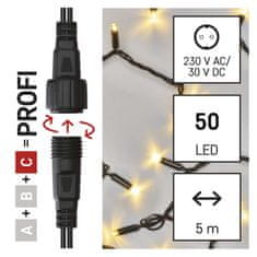 Emos Profi LED spojovací řetěz černý, 5 m, venkovní i vnitřní, teplá bílá