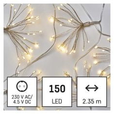 Emos LED světelný řetěz – svítící trsy, nano, 2,35 m, vnitřní, teplá bílá, časovač