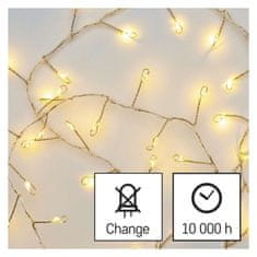 Emos LED vánoční nano řetěz – ježek, 2,4 m, 3x AA, vnitřní, teplá bílá, časovač