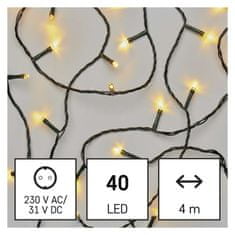 Emos LED vánoční řetěz, 4 m, venkovní i vnitřní, teplá bílá, časovač