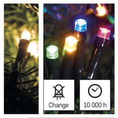 Emos LED vánoční řetěz 2v1, 10 m, venkovní i vnitřní, teplá bílá/multicolor, programy
