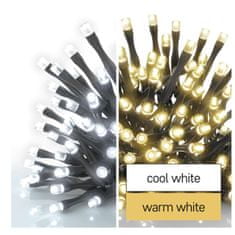 Emos LED vánoční řetěz 2v1, 10 m, venkovní i vnitřní, teplá/studená bílá, programy