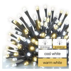 Emos LED vánoční řetěz, 8 m, venkovní i vnitřní, teplá/studená bílá, časovač