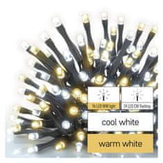 Emos LED vánoční řetěz blikající, 12 m, venkovní i vnitřní, teplá/studená bílá, časovač