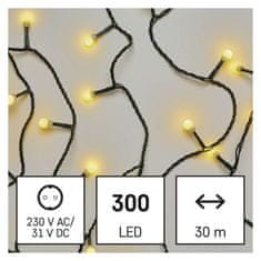 Emos LED vánoční cherry řetěz – kuličky, 30 m, venkovní i vnitřní, teplá bílá, časovač
