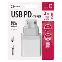 Emos Univerzální USB adaptér PD do sítě 1,5–3,0A (30W) max.