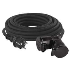Emos Venkovní prodlužovací kabel 10 m / 2 zásuvky / černý / guma / 230 V / 1,5 mm2