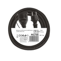 Emos Venkovní prodlužovací kabel 5 m / 1 zásuvka / černý / guma-neopren / 230 V / 1,5 mm2