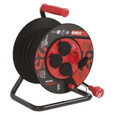 Emos Venkovní prodlužovací kabel na bubnu 25 m / 4 zás. / černý / guma-neopren / 230V / 2,5 mm2