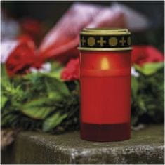 Emos LED hřbitovní svíčka červená, 2x C, venkovní i vnitřní, teplá bílá, časovač