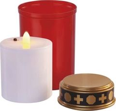 Emos LED hřbitovní svíčka červená, 2x C, venkovní i vnitřní, teplá bílá, časovač