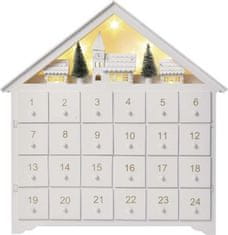 Emos LED adventní kalendář dřevěný, 35x33 cm, 2x AA, vnitřní, teplá bílá, časovač