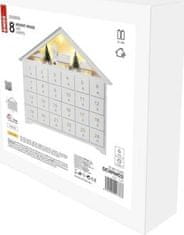 Emos LED adventní kalendář dřevěný, 35x33 cm, 2x AA, vnitřní, teplá bílá, časovač