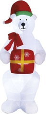 Emos LED lední medvěd s vánočním dárkem, nafukovací, 240 cm, venkovní i vnitřní, studená bílá