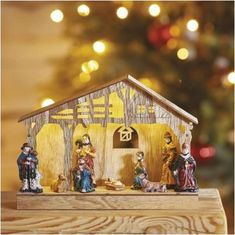 Emos LED vánoční betlém dřevěný, 19 cm, 3x AA, vnitřní, teplá bílá, časovač