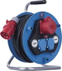 Emos Venkovní prodlužovací kabel na bubnu 25 m / 3 zásuvky / černý / guma / 230V/400V / 1,5 mm2
