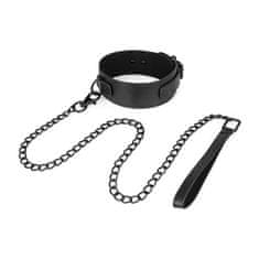 Easytoys Bedroom Fantasies Faux Leather Collar & Chain (Black), fetiš obojek s vodítkem
