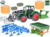 Kids Globe Farming traktor volný chod 30 cm s doplňky 7 ks