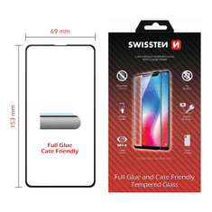 SWISSTEN Sklo Swissten Full Glue, Color Frame, Case Friendly Pro Samsung G780 Galaxy S20 Fe Černé