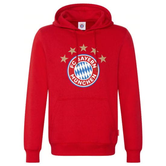 FotbalFans Mikina FC Bayern Mnichov s kapucí, červená, 100% bavlna