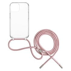 FIXED pouzdro Pure Neck s růžovou šňůrkou na krk pro Apple iPhone 15 Plus (FIXPUN-1201-PI)
