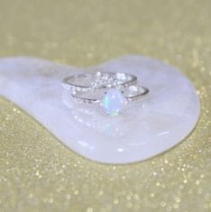 Klenoty Amber Luxusní stříbrný set prstenů s opálem a topazy Couple Velikost: 54