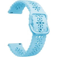 4wrist Silikonový řemínek s květinovým vzorem 22 mm - Light Blue