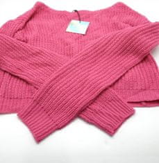 Dámský svetr pletený , růžový, krátký Růžová S