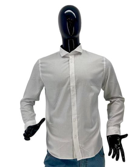 LEVNOSHOP Pánská bavlněná košile s dlouhým rukávem, OODJI, bílá barva