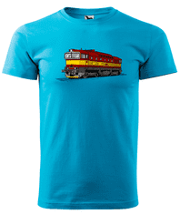 Hobbytriko Dětské tričko s vlakem - Barevná lokomotiva BREJLOVEC Barva: Tyrkysová (44), Velikost: 8 let / 134 cm